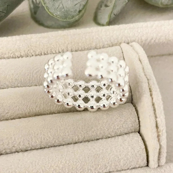 925 Sterling Silver Minimalist Bead Ring Layer Ring Band Silver or Gold Ring - Picture 10 of 10